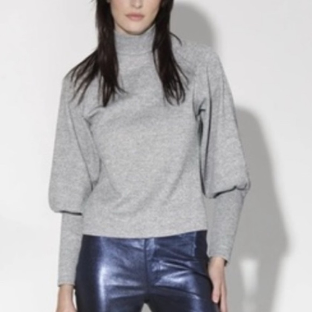 Walter Baker sweater top shirt L Jessica long sleeve top mock turtleneck gray  L